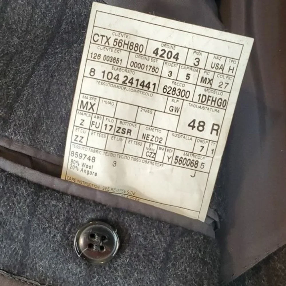 Z Zegna Unstructured Sport Coat Wool Angora Gray Stripe 48‎ EU 38 US